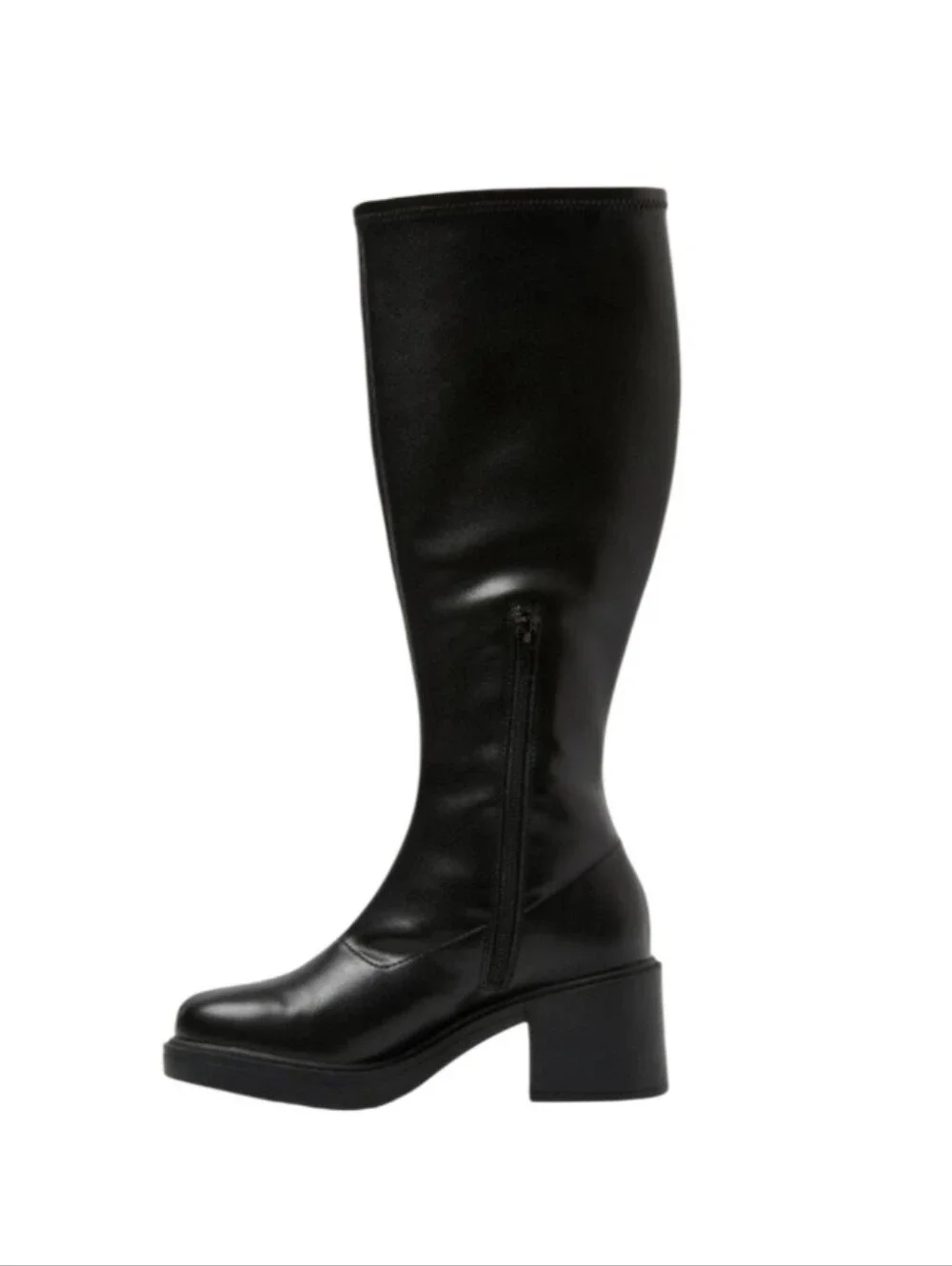 #B505 Black Knee-High Platform Boots - Women